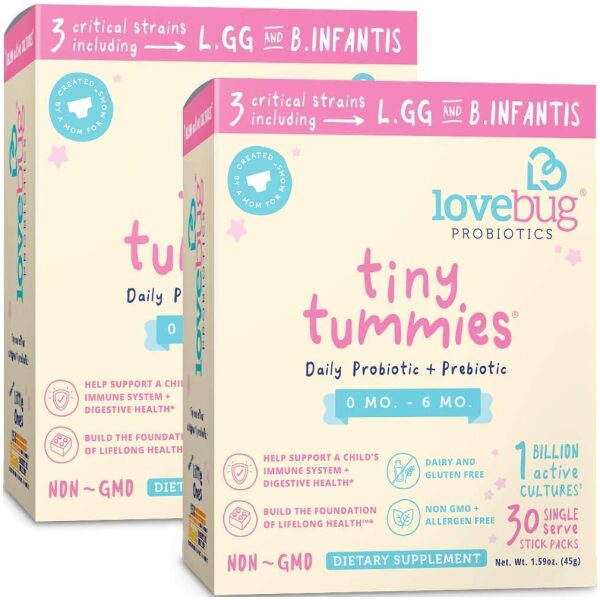 LoveBug Probiotics Infant Probiotics for 0-6 Months, 30 Packets – 1 Billion CFU – Allergen-Free, Non-GMO, Vegan لأف بيج بروبيوتيك نباتى للطفل الرضيع تحت 6 أشهر ، 1مليار وحدة دولية 30 عبوة - Image 5