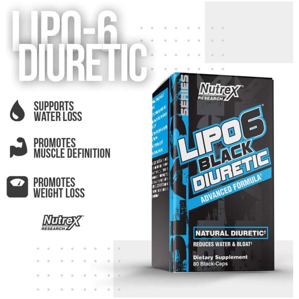 Nutrex Research Lipo-6 Diuretic | Advanced Natural Diuretic Pills | Bloat Relief Pills Weight Loss Relieve Swelling Reducing Water Retention | 80 Count  ليبو 6 مدر للبول الطبيعى، للتخلص من الماء الزائد فى الجسم ، وزيادة فقدان الوزن ، 80 قطعة - Image 4