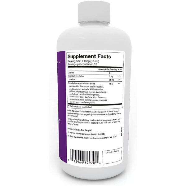 Dr. Berg's Friendly Probiotic Liquid Supplement Drink -1 Month Supply <br/>  دكتور بيرج مزيج من البروبيوتيك السائل،12سلالة من البروبيوتيك، كمية تكفي لمدة شهر كامل - Image 6