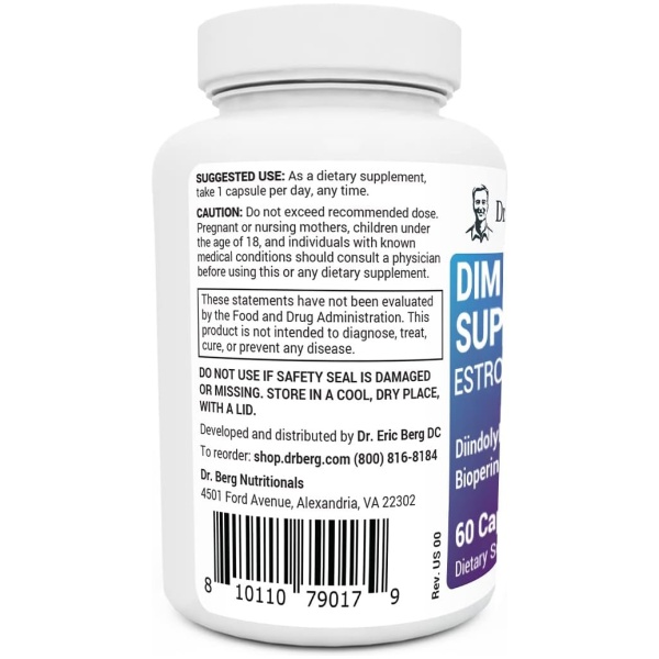 Dr. Berg’s Estrogen Balance with DIM 60 Vegetarian Capsules<br/>دكتور بيرج دى اى ام لدعم مستوى هرمون الاستروجين عند النساء60 كبسولة - Image 3