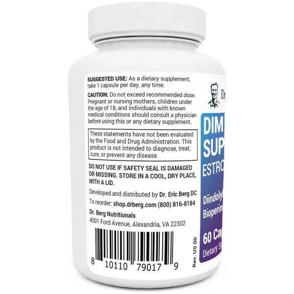 Dr. Berg’s Estrogen Balance with DIM 60 Vegetarian Capsules<br/>دكتور بيرج دى اى ام لدعم مستوى هرمون الاستروجين عند النساء60 كبسولة - Image 3