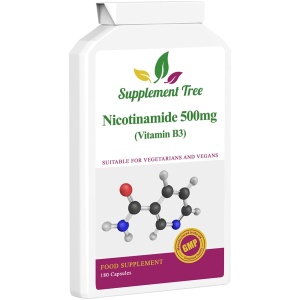 Supplement tree Vitamin B3 Nicotinamide 500mg 180 Capsules | Flush Free Niacinamide | UK Manufactured | Suitable for Vegans & Vegetarians فيتامين ب3 النباتى (نيكوتيناميد) 180 كبسولة