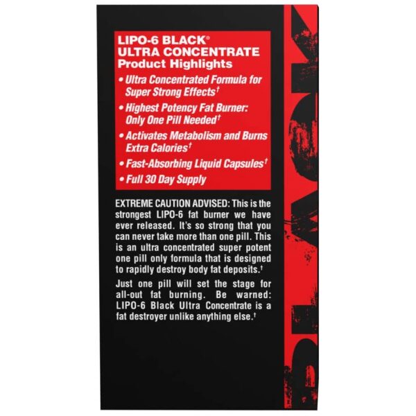 Nutrex Research Lipo-6 Black Ultra Concentrate for Men | Thermogenic Energizing Fat Burner Supplement | 60 Count نوتريكس ريسيرش ليبو6 الأسود للرجال لحرق الدهون ولزيادة فقدان الوزن ، 60 قطعة - Image 9