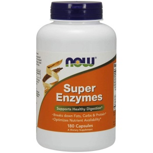 NOW Super Enzymes, Formulated with Bromelain, Ox Bile, Pancreatin and Papain, Super Enzymes,180 Capsules  ناو ، سوبر انزيمات مع البروبلين والعصارة الصفراوية لصحة الجهاز الهضمى والهضم و لهضم الكربوهيدرات والبروتينات والدهون ، 180 كبسولة