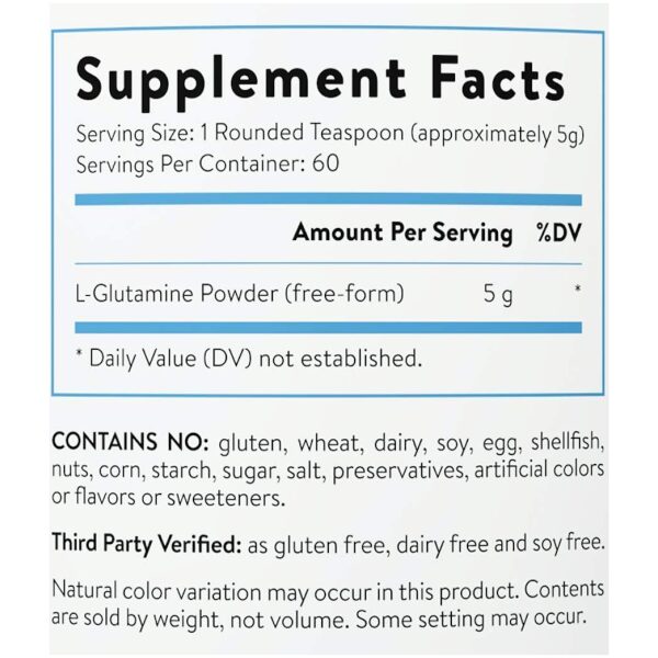 Essential Stacks Gut L-Glutamine Powder – Gluten, Dairy, Soy Free, Vegan, Non-GMO & Hypoallergenic with 3rd Party Verified Allergen Testing - Pure Unflavored L Glutamine for Optimal Gut Health مسحوق ل _جلوتامين ، لصحة الأمعاء، 300 جم - Image 5
