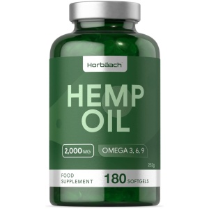 Hemp Seed Oil 2000mg | 180 Softgel Capsules | High Strength | Natural Source of Omega 3, 6, & 9 | Strong Liquid Softgel | No Artificial Preservatives | by Horbaach