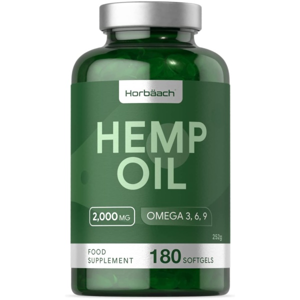 Hemp Seed Oil 2000mg | 180 Softgel Capsules | High Strength | Natural Source of Omega 3, 6, & 9 | Strong Liquid Softgel | No Artificial Preservatives | by Horbaach