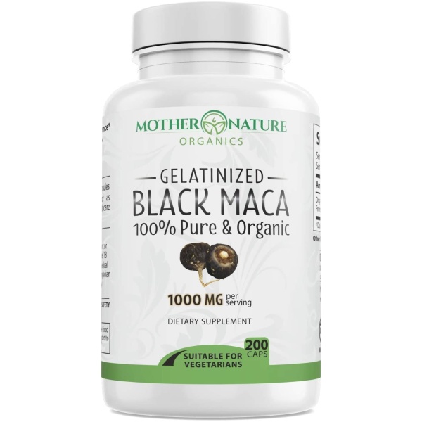 Premium Black Maca Root - 200 Vegan Capsules - from Peruvian Andes - Supports Reproductive Health and Energy - Pure, Non-GMO, No Fillers