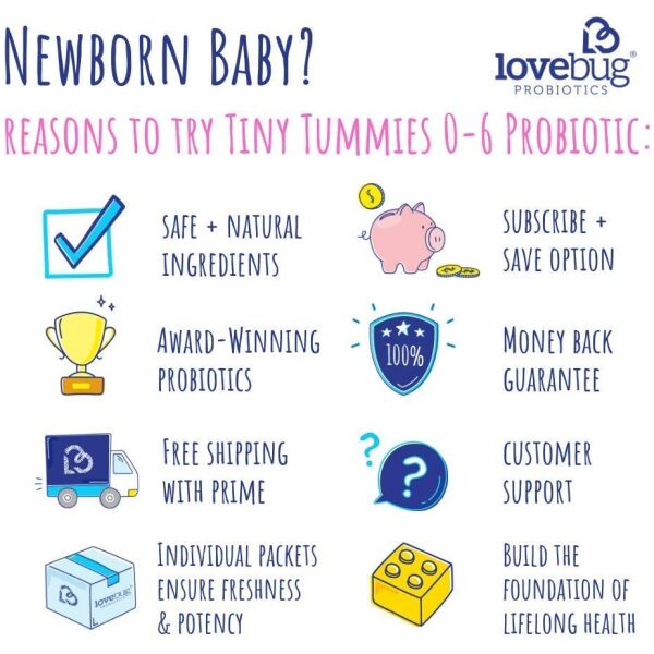 LoveBug Probiotics Infant Probiotics for 0-6 Months, 30 Packets – 1 Billion CFU – Allergen-Free, Non-GMO, Vegan لأف بيج بروبيوتيك نباتى للطفل الرضيع تحت 6 أشهر ، 1مليار وحدة دولية 30 عبوة - Image 4