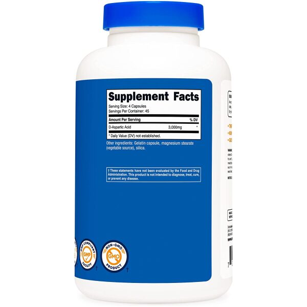 Nutricost D-Aspartic Acid (DAA) Capsules 3000mg Per Serving (180 Capsules) - Image 4
