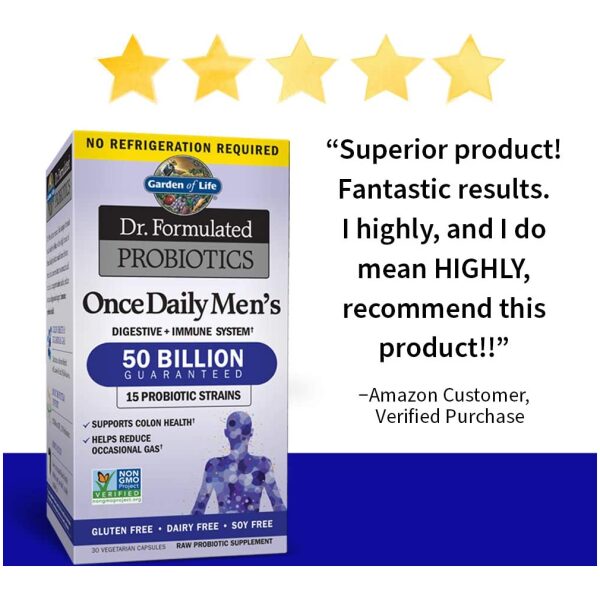 Garden of Life Dr. Formulated Probiotics for Men 50 Billion CFU Guaranteed, Shelf Stable, 30 Capsule<br/>جاردن اوف لايف بروبيوتيك للرجال 50 مليار وحدة دولية ، 30 كبسولة - Image 11