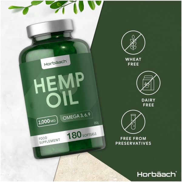 Hemp Seed Oil 2000mg | 180 Softgel Capsules | High Strength | Natural Source of Omega 3, 6, & 9 | Strong Liquid Softgel | No Artificial Preservatives | by Horbaach - Image 4