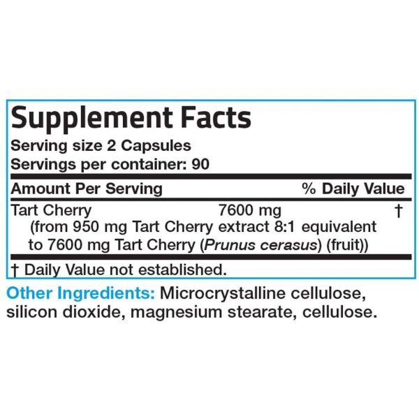 Bronson Tart Cherry Maximum Strength 7600 mg, 180 Vegetarian Capsules (90 Servings) كبسولات الكرز عالى التركيز 7600 مجم للجرعة، 180 كبسولة نباتية - Image 6