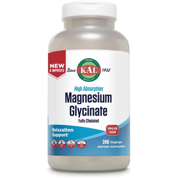 KAL Magnesium Glycinate, New & Improved Fully Chelated High Absorption 240 VegCaps - Image 2