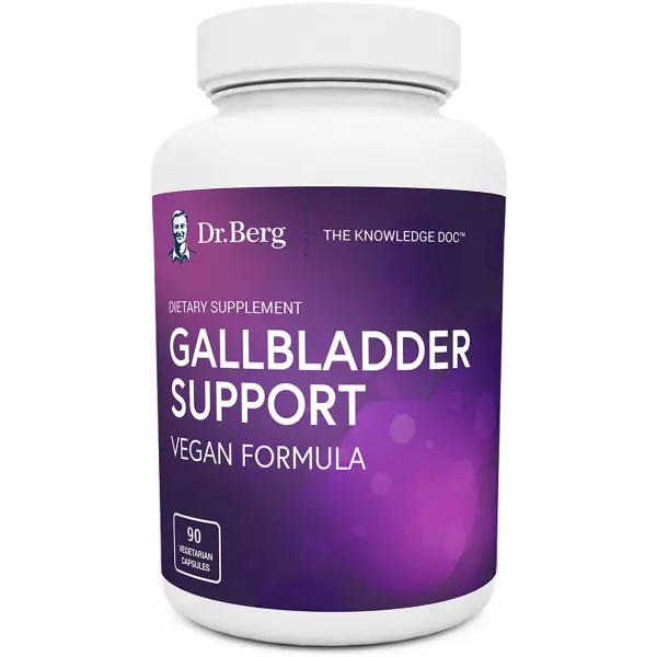 Dr. Berg's Gallbladder Support Supplements Vegan Formula - Contains Plant-Based Enzymes for Relief of Bloating, Constipation, and Gas - Better Digestion & Normal Bile Levels - 90 Vegetarian Capsules مكملات دعم جالبديدر من شركة دكتور بيرغز بتركيبة نباتية - تحتوي على إنزيمات نباتية لتخفيف الانتفاخ والإمساك والغاز - هضم أفضل ومستويات من الأورام العادية - 90 كبسولة نباتية