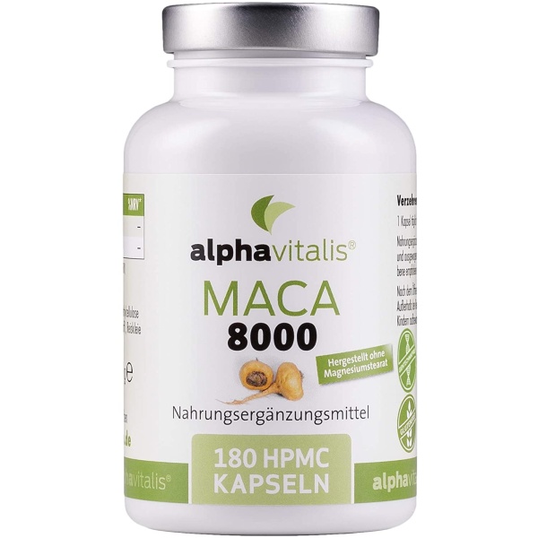 Alphavitalis MACA GOLD 8000 mg – 180 Maca Capsules 20:1 Extract ماكا الذهبية 8000 مجم ، نسبة الاستخلاص 1:20 ، 180كبسولة