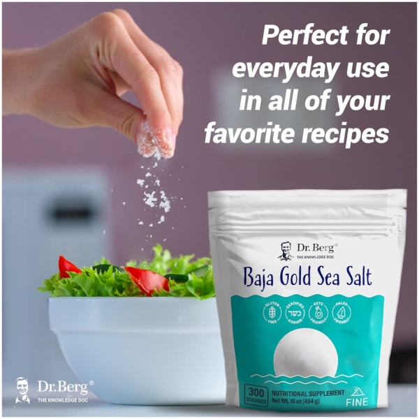 Dr. Berg's Baja Gold Sea Salt Organic - Natures Fine Sea Salt Support For Hydration, and Normal Stomach Acidity - Sea Salt Fine Ground For Cooking and Seasoning - No Microplastics Low Sodium - 16 oz - Image 2