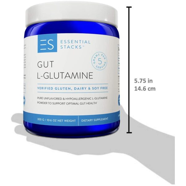 Essential Stacks Gut L-Glutamine Powder – Gluten, Dairy, Soy Free, Vegan, Non-GMO & Hypoallergenic with 3rd Party Verified Allergen Testing - Pure Unflavored L Glutamine for Optimal Gut Health مسحوق ل _جلوتامين ، لصحة الأمعاء، 300 جم - Image 4