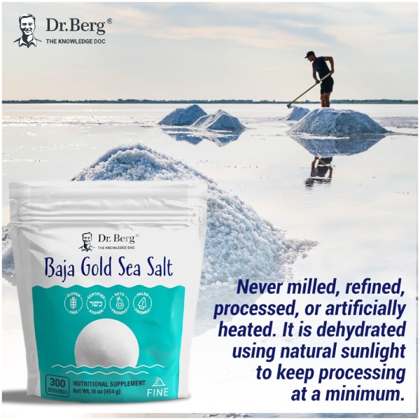 Dr. Berg's Baja Gold Sea Salt Organic - Natures Fine Sea Salt Support For Hydration, and Normal Stomach Acidity - Sea Salt Fine Ground For Cooking and Seasoning - No Microplastics Low Sodium - 16 oz - Image 5