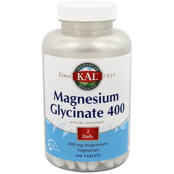 KAL Magnesium Glycinate 400 | 90 Serv. 180 CT جلايسينات الماغنيسيوم 400 مجم للجرعة ، 180 قرص