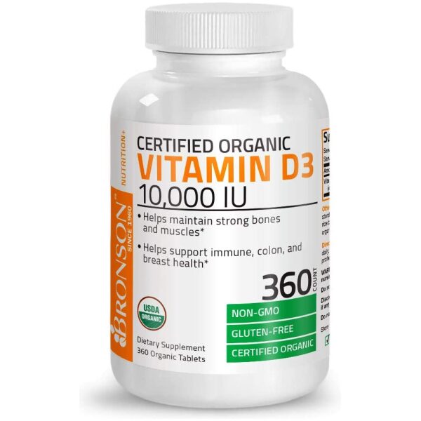 BRONSON Vitamin D3 10000 IU (360 Tablets) for Immune Support, Healthy Muscle Function & Bone Health, High Potency Organic Vitamin D Supplement  فيتامين د3 ، 10000 وحدة دولية ، لتحسين صحة المناعة ولصحة وظائف العضلات والعظام ، 360 حباية - Image 7