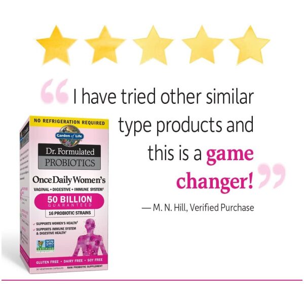 Garden of Life Dr. Formulated Probiotics for Women 50 Billion CFU Guaranteed, 16 Strains, Shelf Stable, 30 Capsules<br/>جاردين اوف لايف بروبيوتيك للنساء 50 مليار وحدة دولية ، 30 كبسولة - Image 11