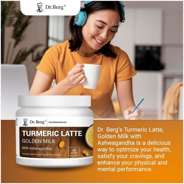 Dr. Berg's Turmeric Latte (35 Servings) - Golden Milk with Ashwagandha Brain, Energy, Focus, and Stress Support - Golden Milk Powder Super Blend of Organic Spices and Herbs - Keto Friendly 6 oz. - Image 8