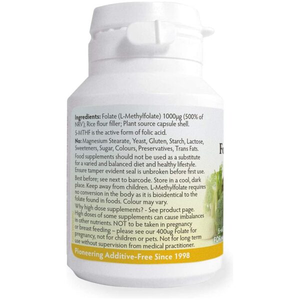 Health Leads Folate (L-Methylfolate) 1000μg x 90 Capsules, 5-MTHF Active Form of Folic Acid/Vitamin B9 فولات ( ل_فولات الميثيل) 1000 ميكروجرام الشكل النشط لفيتامين ب9 (حمض الفوليك) 90 كبسولة - Image 4