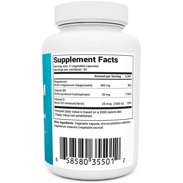 Dr. Berg's Magnesium Plus Magnesium Glycinate Supplement for Stress, Calm, Relaxation & Sleep Support - Muscle, Cardiovascular Bone Health & Cramp Defense w/ Vitamin D & B6 -150 Vegetarian Capsules - Image 6