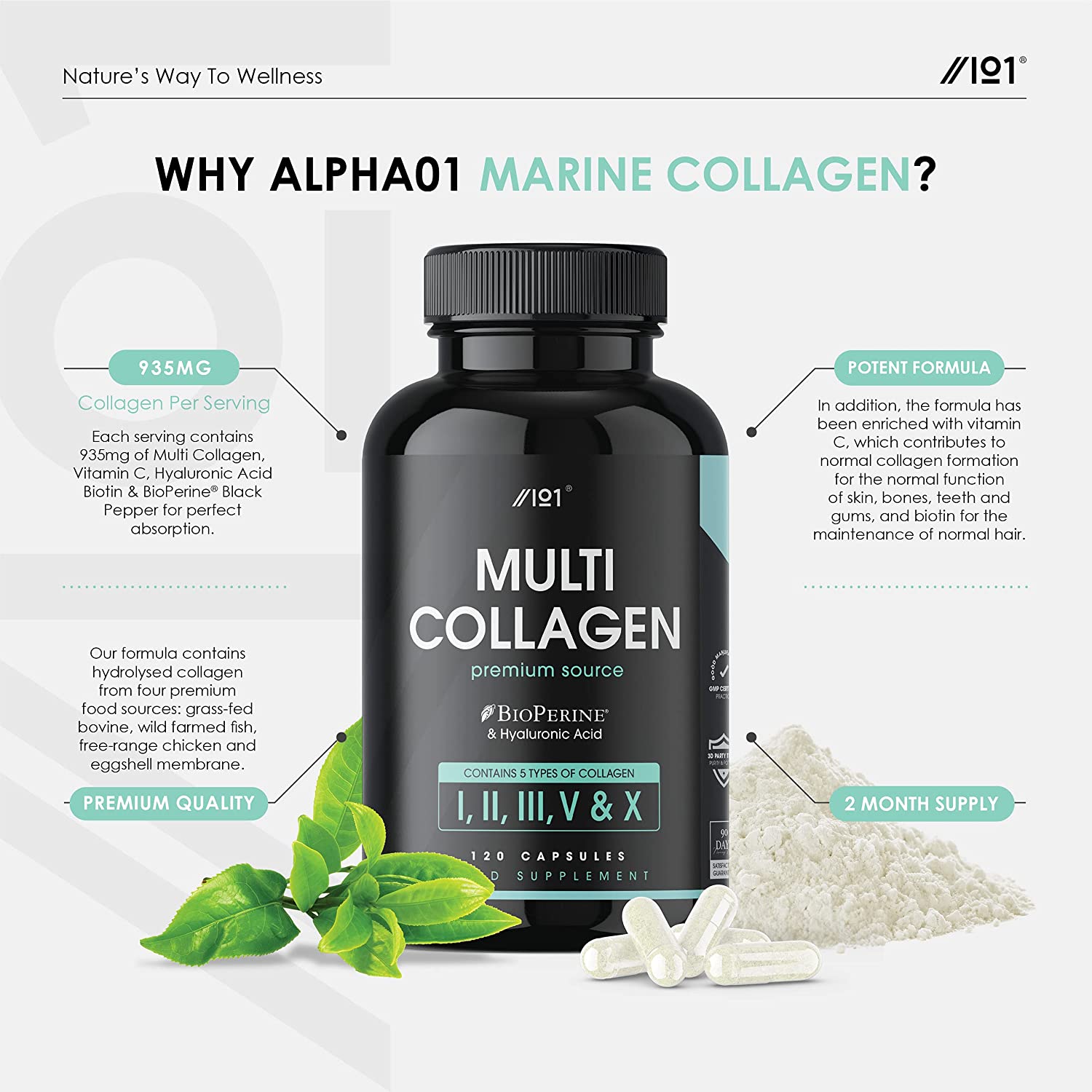 Vital Vitamins Collagen for Women & Men - Type I, II, III, V, X Multi  Collagen Pills - Grass Fed, Non-GMO - 150 Capsules