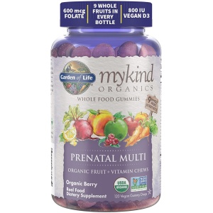 Garden of Life Prenatal Gummies Multivitamin with Vitamin D3, B6, B12, C & Folate for Healthy Fetal Development mykind Organics – Organic, Non-GMO, Gluten-Free, Vegan, Berry Flavor, 30 Day Supply